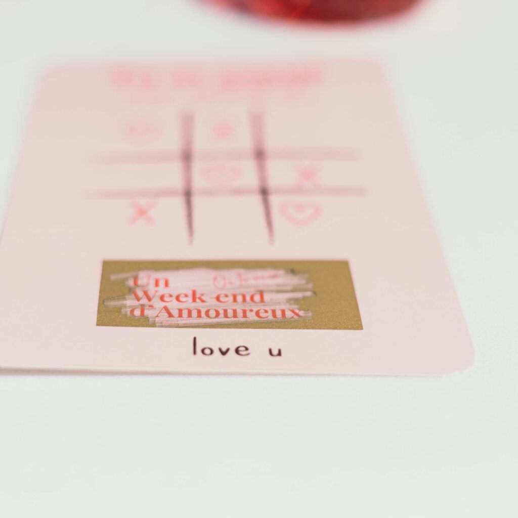 Carte à gratter Dame de Cœur rose et or avec message surprise