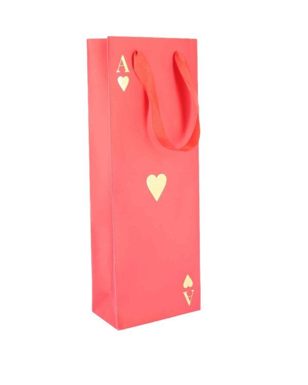 Sac Cadeau pour Bouteille Dame de Cœur – Rouge & Or