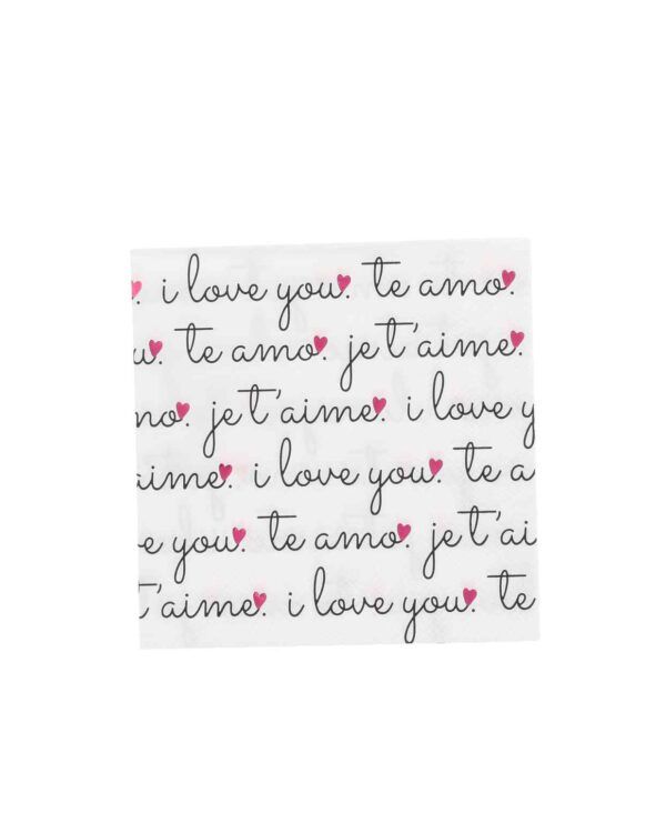 Serviettes cocktail "I love you / Je t’aime / Te amo"