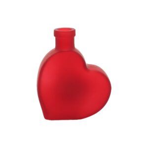 Vase Cœur en Verre Givré Rouge – 250 ml