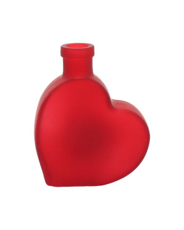 Vase Cœur en Verre Givré Rouge – 250 ml
