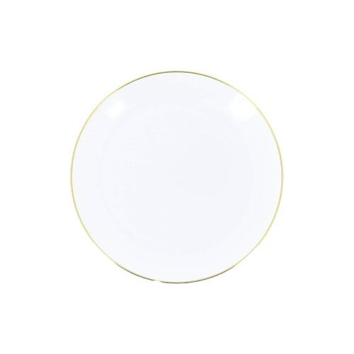Assiette réutilisable blanc et or 19 cm pour réception