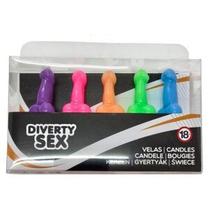 DIABLO PICANTE — Coffret de 5 bougies pénis colorées