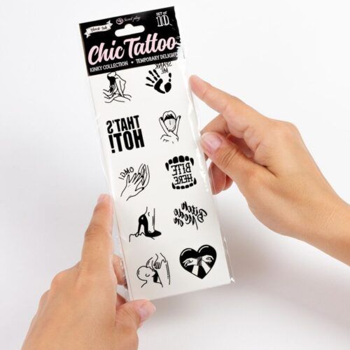 Lot de 10 tatouages temporaires Kinky Collection Secret Play.