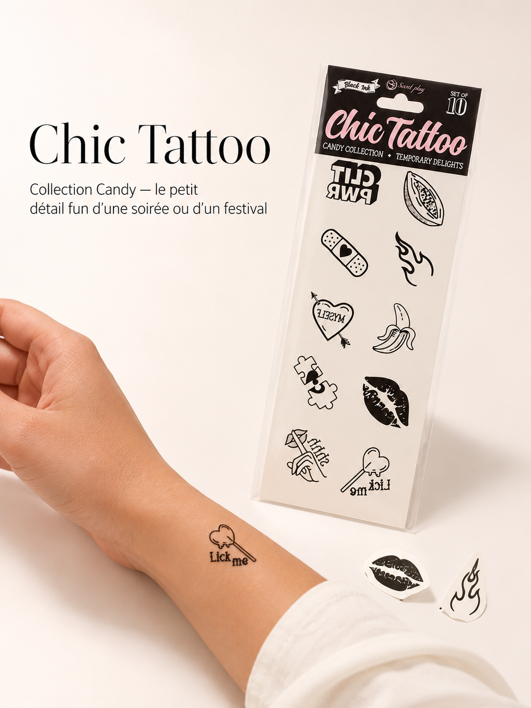 Lot de 10 tatouages temporaires 'Candy Collection' – Image 3