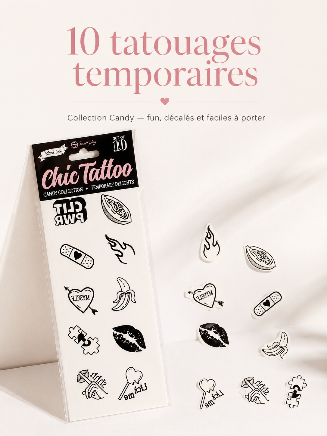 Lot de 10 tatouages temporaires 'Candy Collection' – Image 2