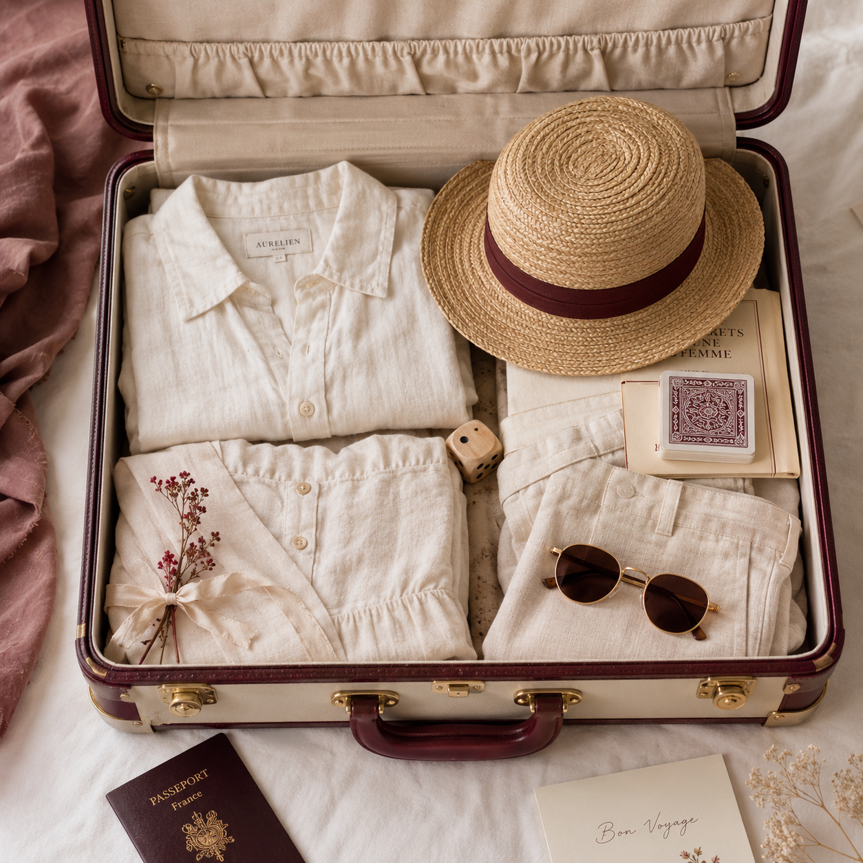 Petits jeux coquins format voyage posés sur une valise