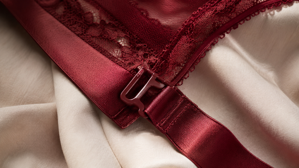 détail attache porte jaretelle rouge roseandfly