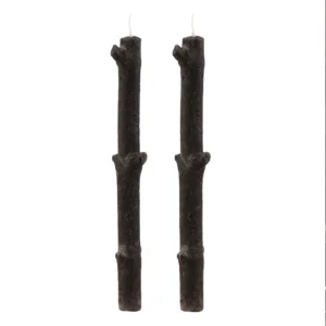 Duo de bougies branches d'arbre noires 25 cm