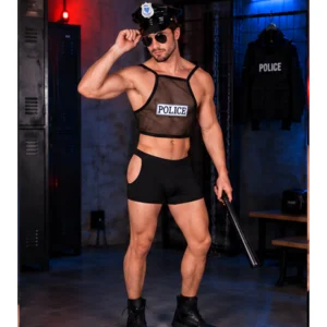 Déguisement policier coquin homme — Top, short & casquette