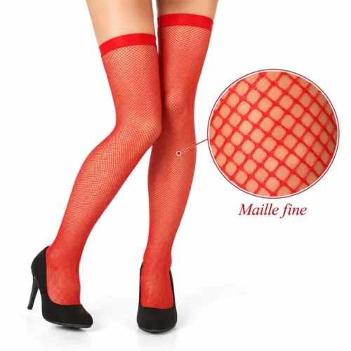 bas résille rouge femme – maille fine