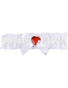 Jarretière dentelle blanche femme avec cœur rouge