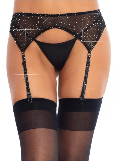 porte jarretelles noir à strass femme – taille unique