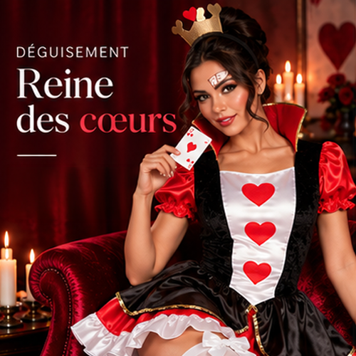déguisement reine des cœurs sexy femme — robe & couronne