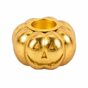 Bougeoir citrouille doré Halloween en résine 3,7 x 6 cm