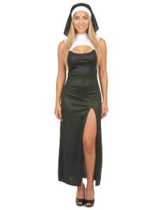 Déguisement nonne sexy robe fendue femme